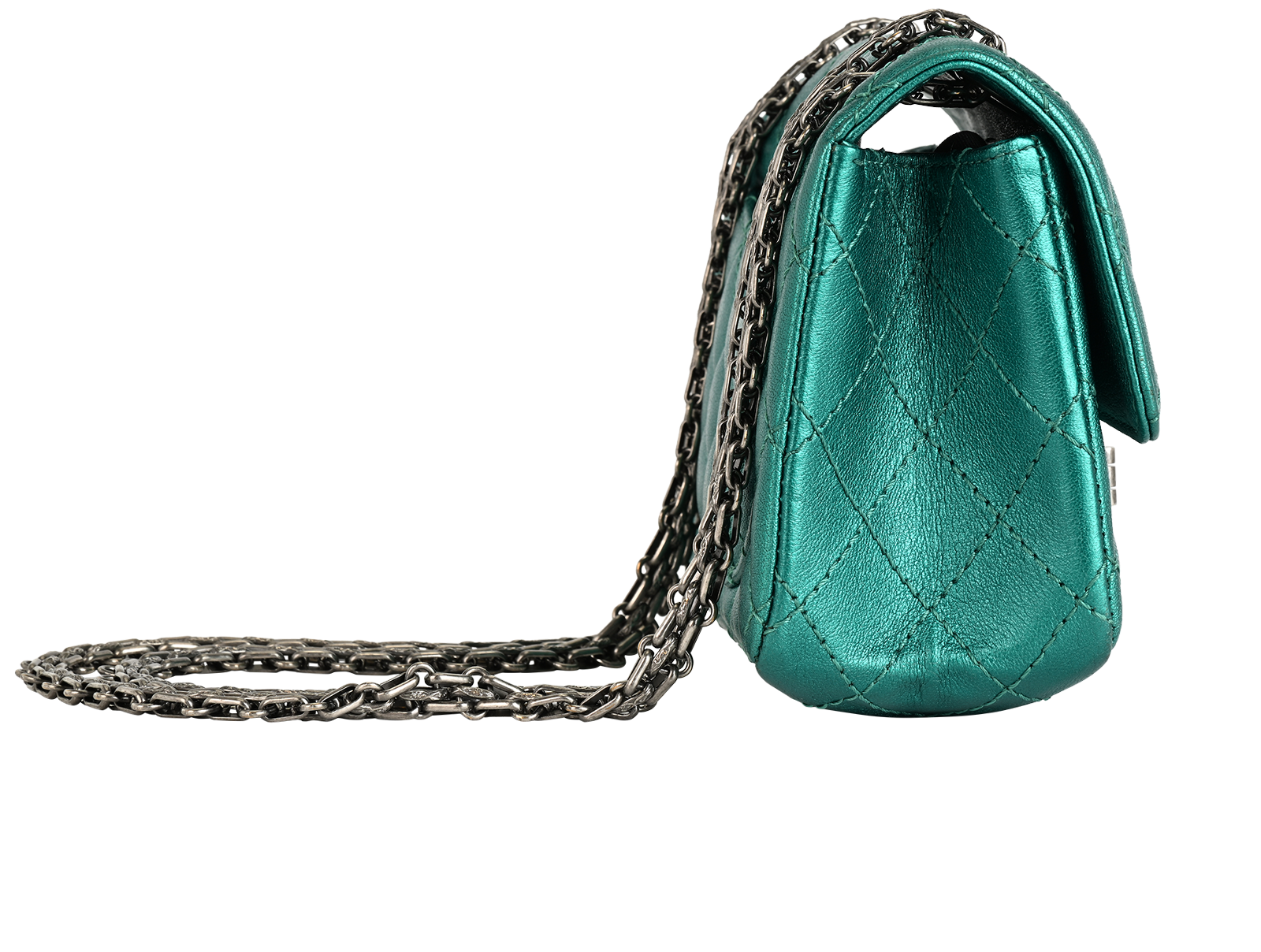 Metallic Reissue 2.55 224, &pound;2,900, Handbags, Green, Leather, Side view